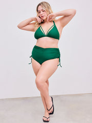 Shaping Halter Solid Drawstring Cheeky Bikini Swimsuit Curve & Plus