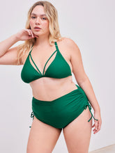 Shaping Halter Solid Drawstring Cheeky Bikini Swimsuit Curve & Plus