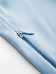 Satin V-neck Wrap Zip Long Sleeve Blouse