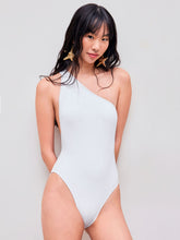 Shaping Asymmetrical Neck Solid Cut Out One Piece Swimsuit