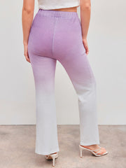 Mid Rise Gradient Texture Flared Trousers