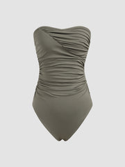 Tube Solid Ruched Bodysuit
