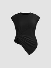 Jersey Asymmetrical Hem Short Sleeve Top Curve & Plus