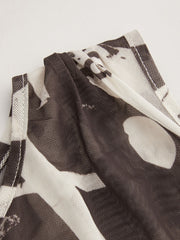 Mesh Round Neck Abstract Crop Tank Top