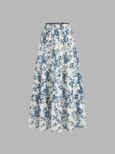 High Rise Floral Ruffle Midi Skirt