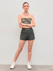 Tube Solid Ruched Bodysuit
