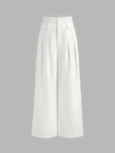 Double High Rise Solid Button Wide Leg Jeans