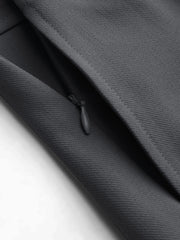 Petite Mid Rise Solid Belted Straight Leg Trousers