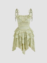 Lace Square Neck Layered Knotted Mini Dress