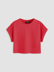 Round Neckline Solid Short Sleeve Top