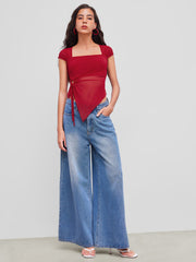 O-ring Asymmetrical Hem Crop Top
