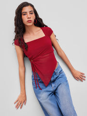 O-ring Asymmetrical Hem Crop Top