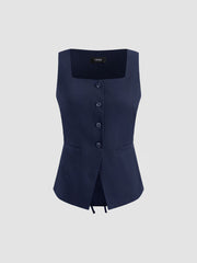 Woven Square Neck Waistcoat