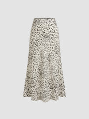 Scoop Neckline Crop Cami Top With High Rise Leopard Maxi Skirt