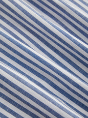 Cotton-blend Collar Striped Split Midi Shirt Dress