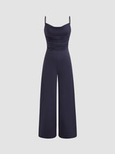 Square Neck Solid Ruched Lace Jumpsuit