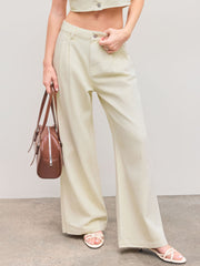 Cider Denim Mid Rise Solid Pocket Wide Leg Jeans