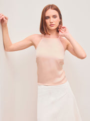 Scoop Neckline Solid Criss Cross Knotted Cami Top