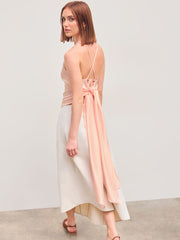 Scoop Neckline Solid Criss Cross Knotted Cami Top