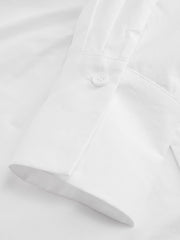 100% Cotton Collar Solid Wrap Knotted Long Sleeve Shirt