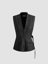 V-Neck Belted Blazer Waistcoat