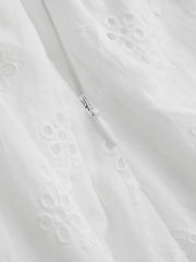 100% Cotton Broderie Anglaise Bubble Hem Knotted Ruffle Midi Skirt