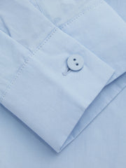 100% Cotton Collar Solid Knotted Long Sleeve Shirt