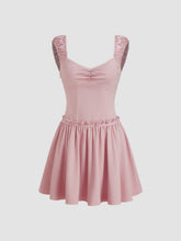 Sweetheart Neckline Solid Lettuce Trim Ruffle Mini Dress