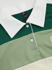 Cotton-blend Polo Striped Embroidery Sweatshirt