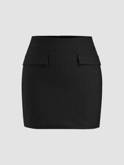 Low Rise Striped Zipper Mini Skirt