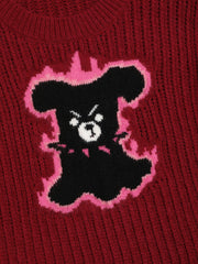 Knit Round Neckline Angry Dog Crop Top