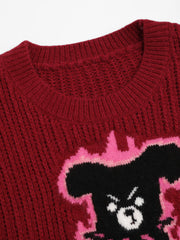 Knit Round Neckline Angry Dog Crop Top