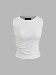 Ruched Tank Top & High Waist Straight Leg Jeans