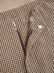 Cotton-blend V-neck Gingham Button Pocket Wide Leg Jumpsuit