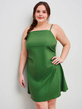 Linen Cotton Solid Ruched Zipper Mini Dress Curve & Plus