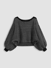 Knit Wool-blend Boat Neck Striped Oversized Sweater Curve & Plus