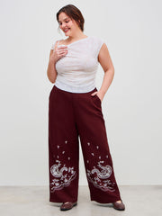 Mid Rise Floral Pocket Straight Leg Trousers Curve & Plus