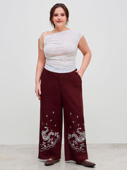 Mid Rise Floral Pocket Straight Leg Trousers Curve & Plus