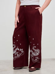 Mid Rise Floral Pocket Straight Leg Trousers Curve & Plus
