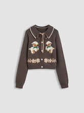 Knit Collar Bowknot Sheep Cardigan