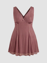 V-neck Check Mini Dress Curve & Plus
