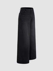 Cider Denim Mid Rise Solid Wide Leg Jeans