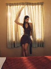Knit V-neck Solid Cami Mini Dress With Scarf
