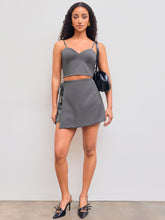 Solid Zipper Cami Crop Top & Solid Knotted Mini Skirt