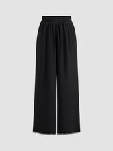 Satin Mid Rise Lace Elastic Waist Wide Leg Trousers