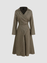 Cotton-blend Collar Gingham Bowknot Midi Dress
