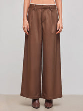 Low Rise Solid Lace Trim Pocket Wide Leg Trousers