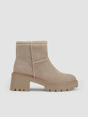 FAUX SUEDE CHUNKY HEEL ANKLE BOOTS