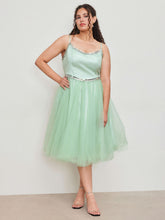Sweetheart Sequin Corset Tulle Ruffle Midi Dress Curve & Plus