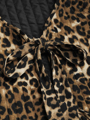 Corduroy Leopard Tie Front Vest Curve & Plus